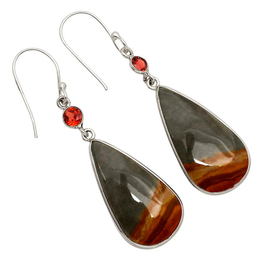 Polygram Jasper and Garnet Earrings E-1002 SDE90279