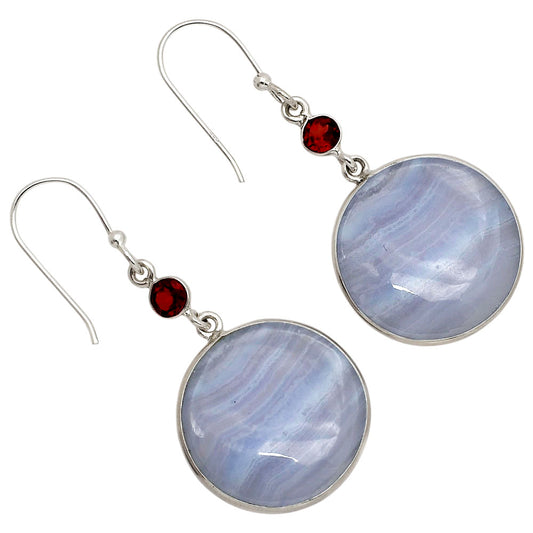 Blue Lace Agate and Garnet Earrings E-1002 SDE90282