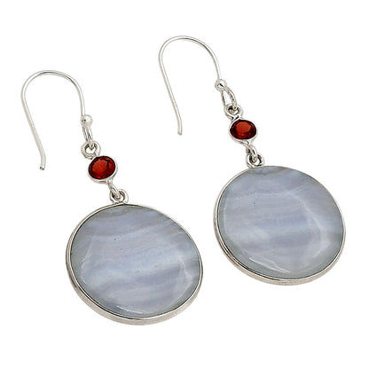 Blue Lace Agate and Garnet Earrings E-1002 SDE90282