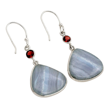Blue Lace Agate and Garnet Earrings E-1002 SDE90283