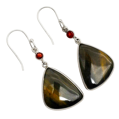 Blue Tiger Eye and Garnet Earrings E-1002 SDE90285