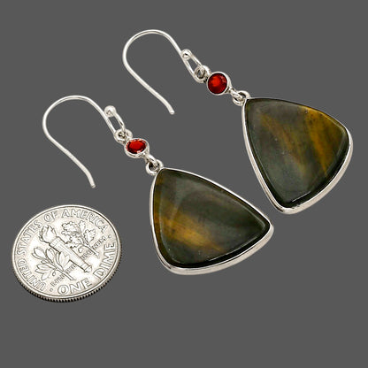Blue Tiger Eye and Garnet Earrings E-1002 SDE90285