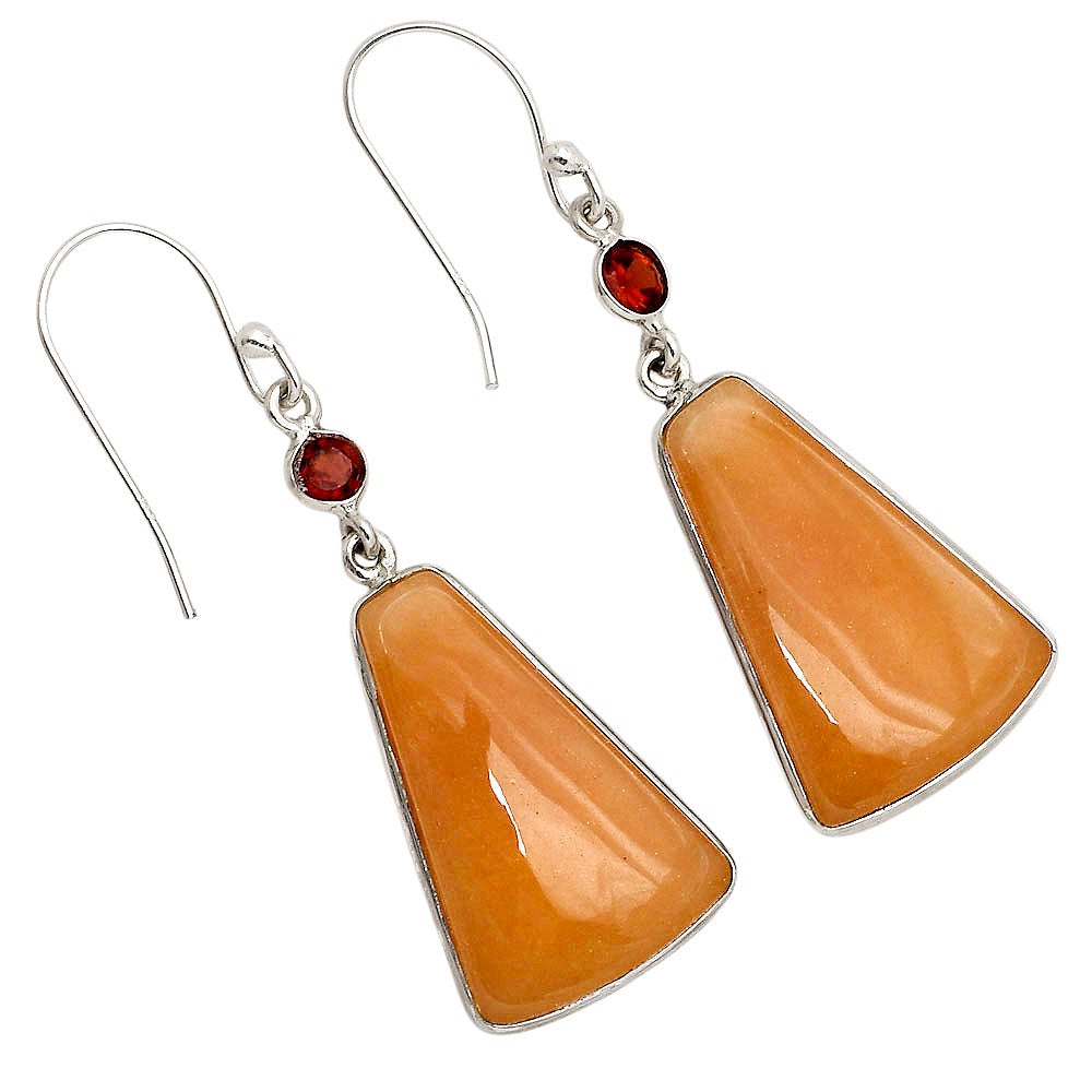 Honey Aragonite and Garnet Earrings E-1002 SDE90287