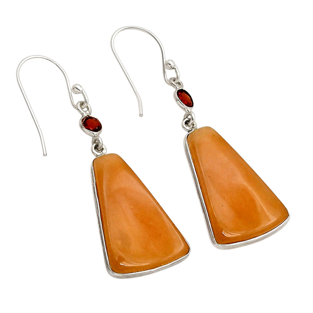 Honey Aragonite and Garnet Earrings E-1002 SDE90287