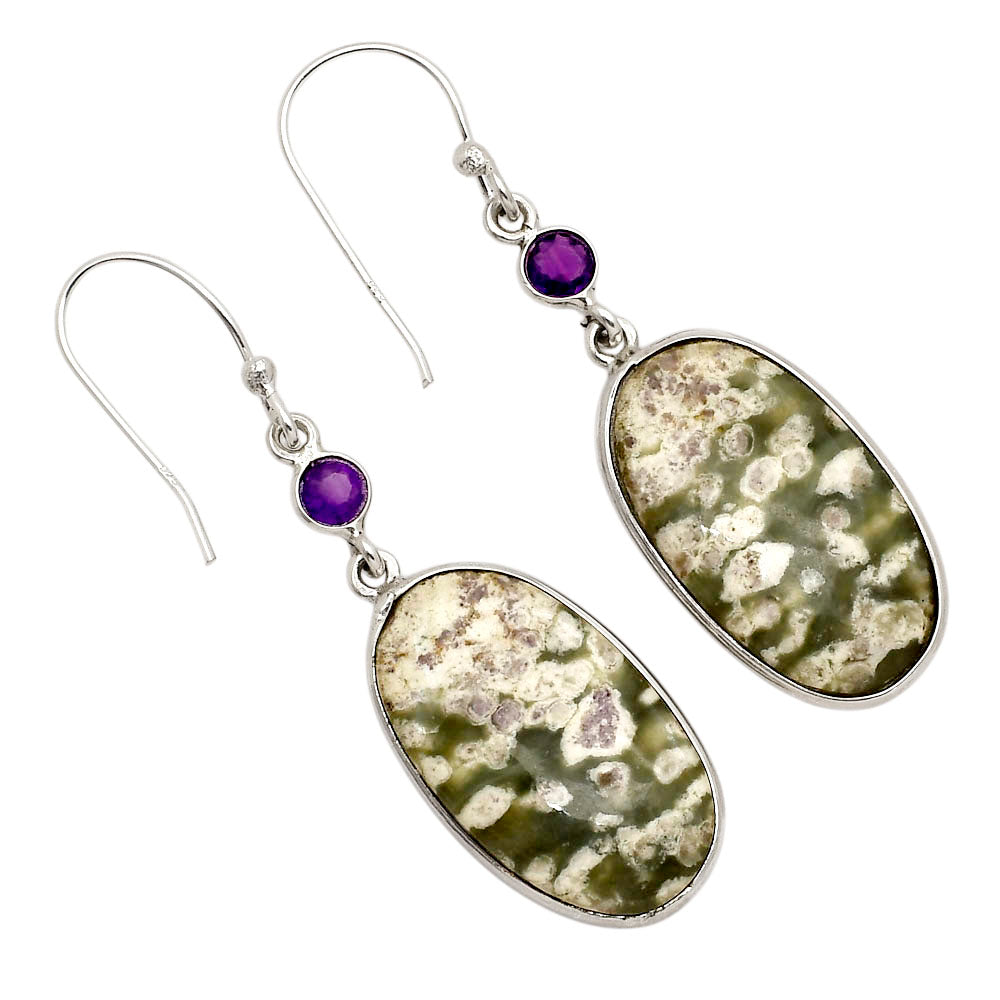 Peace Jade and Amethyst Earrings E-1002 SDE90289
