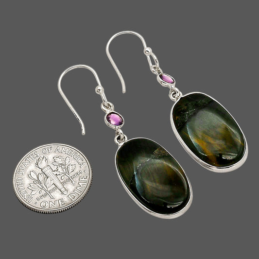 Blue Tiger Eye and Amethyst Earrings E-1002 SDE90291