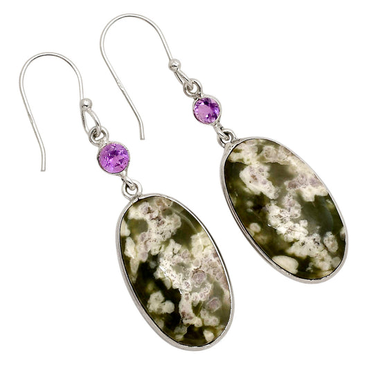 Peace Jade and Amethyst Earrings E-1002 SDE90293