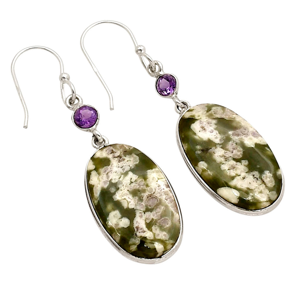 Peace Jade and Amethyst Earrings E-1002 SDE90293