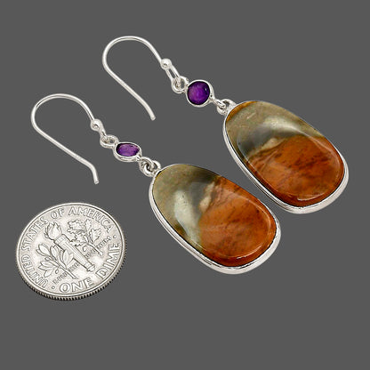 Polygram Jasper and Amethyst Earrings E-1002 SDE90294