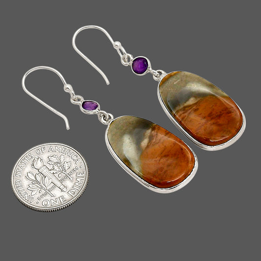 Polygram Jasper and Amethyst Earrings E-1002 SDE90294