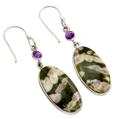 Peace Jade and Amethyst Earrings E-1002 SDE90295