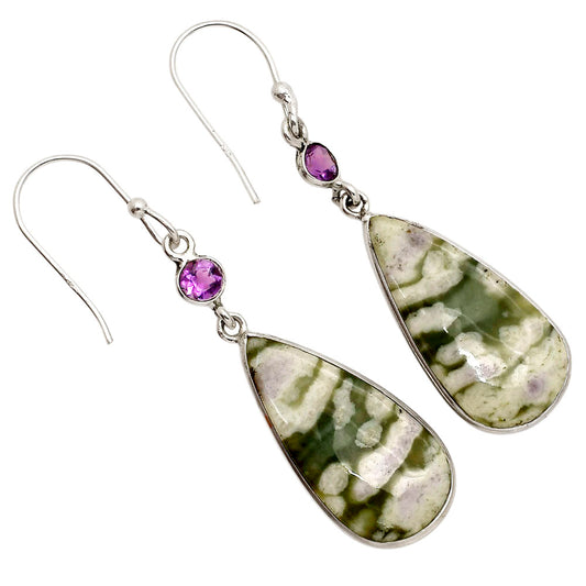 Peace Jade and Amethyst Earrings E-1002 SDE90296