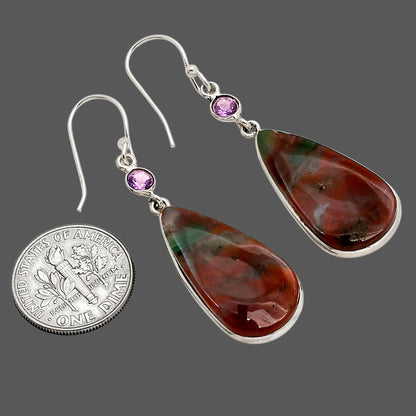 Blood Stone and Amethyst Earrings E-1002 SDE90297