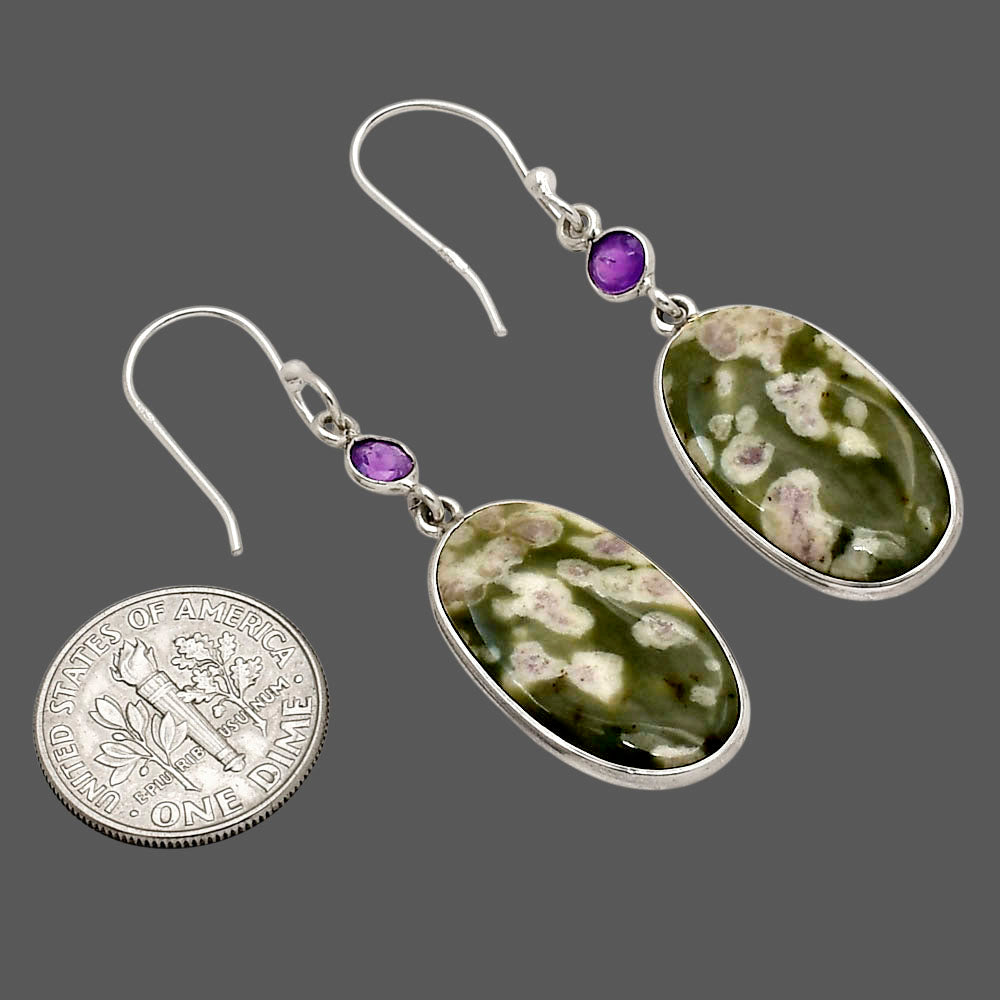 Peace Jade and Amethyst Earrings E-1002 SDE90298