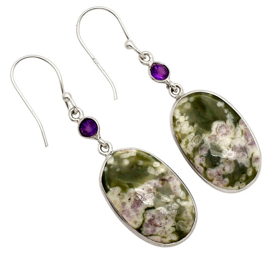 Peace Jade and Amethyst Earrings E-1002 SDE90299