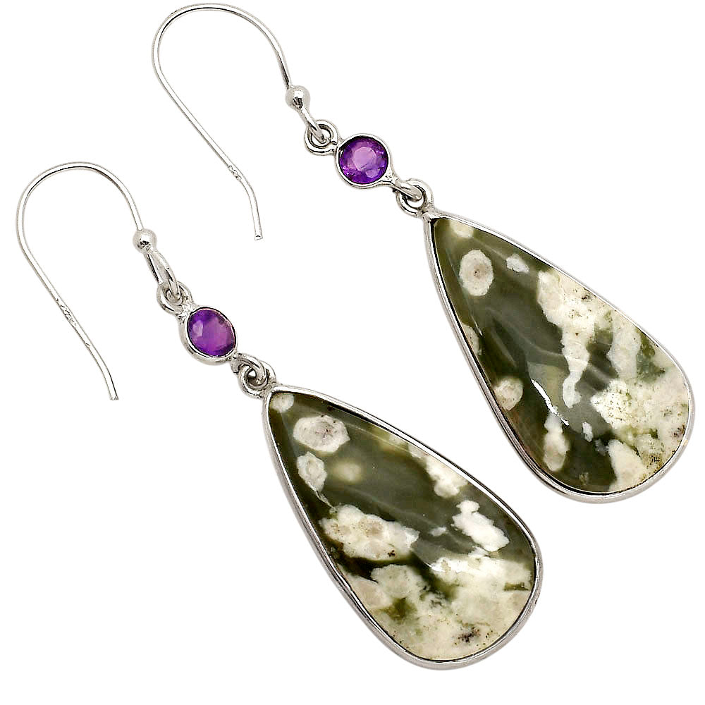 Peace Jade and Amethyst Earrings E-1002 SDE90301