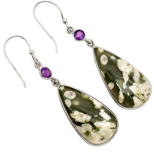 Peace Jade and Amethyst Earrings E-1002 SDE90301