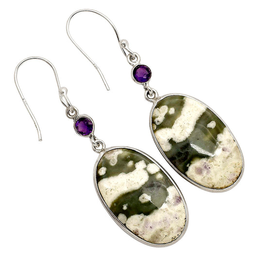 Peace Jade and Amethyst Earrings E-1002 SDE90302