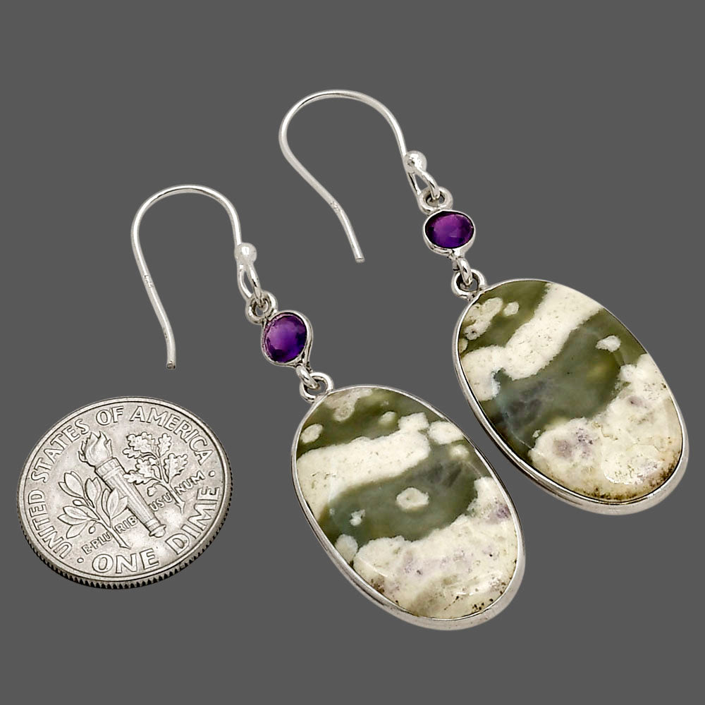 Peace Jade and Amethyst Earrings E-1002 SDE90302