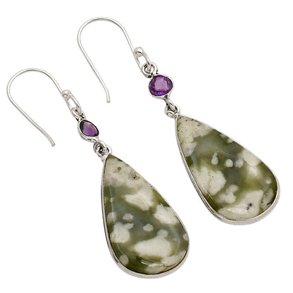 Peace Jade and Amethyst Earrings E-1002 SDE90303