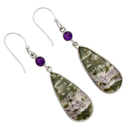 Peace Jade and Amethyst Earrings E-1002 SDE90305