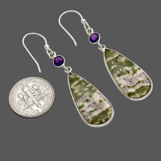 Peace Jade and Amethyst Earrings E-1002 SDE90305