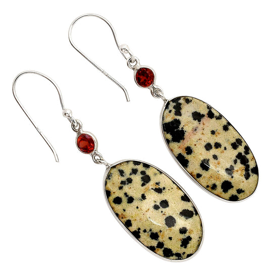 Dalmatian and Garnet Earrings E-1023 SDE90309