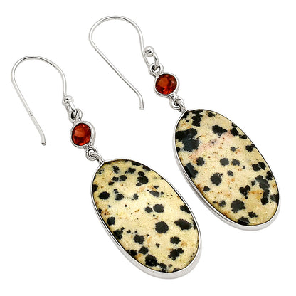 Dalmatian and Garnet Earrings E-1023 SDE90309