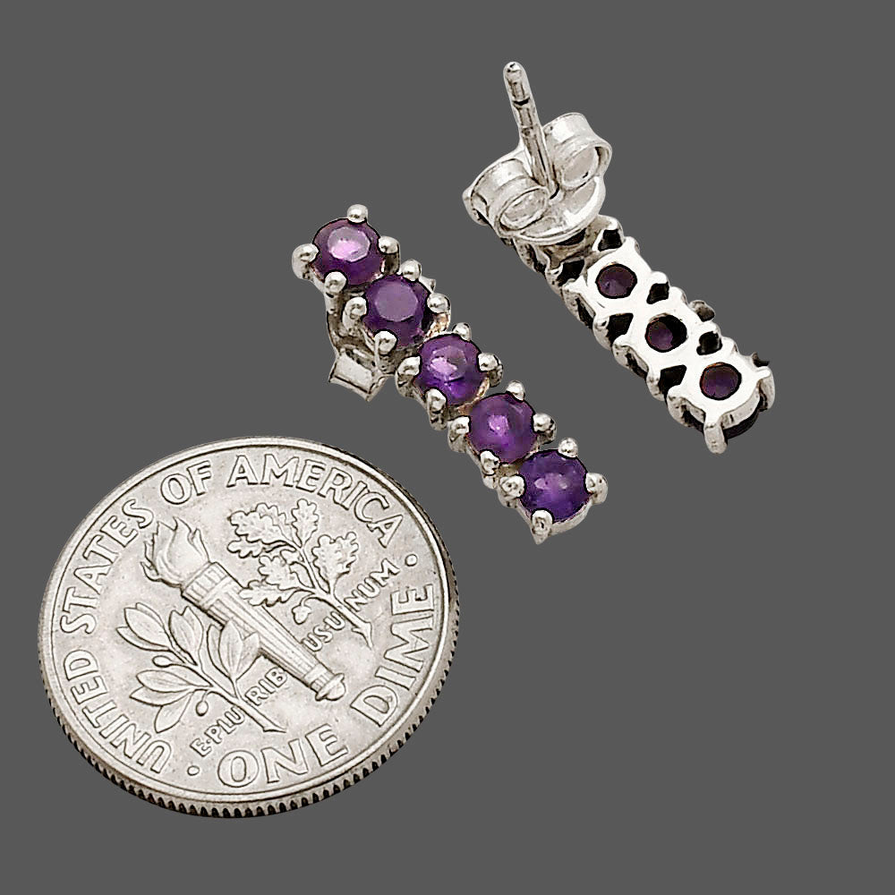 African Amethyst Stud Earrings E-1063 SDE90312