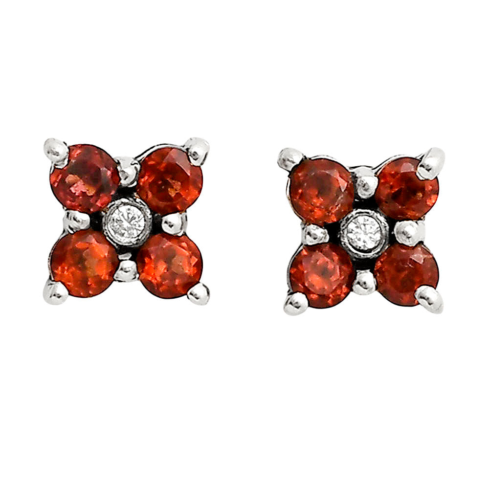 Hessonite Garnet Stud and Cz Earrings E-1058 SDE90331