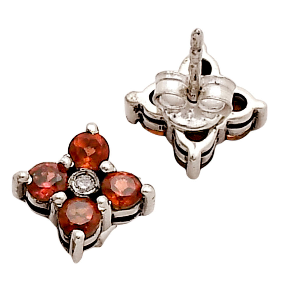 Hessonite Garnet Stud and Cz Earrings E-1058 SDE90331