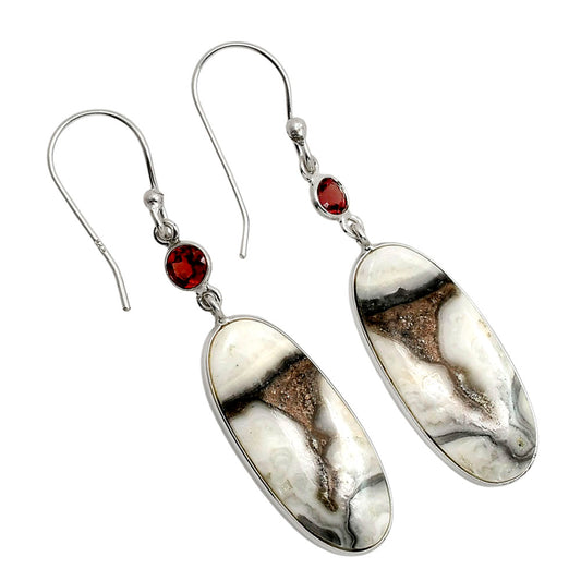 Prairie Agate and Hessonite Garnet Earrings E-1002 SDE90553