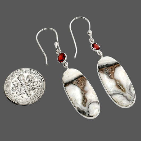 Prairie Agate and Hessonite Garnet Earrings E-1002 SDE90553
