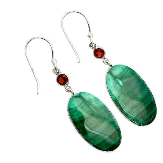 Malachite Eye and Hessonite Garnet Earrings E-1002 SDE90561