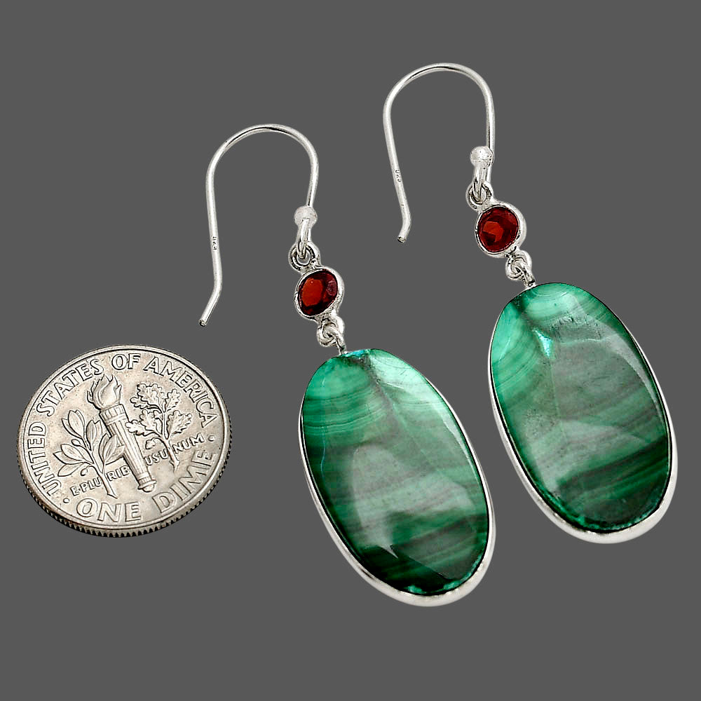 Malachite Eye and Hessonite Garnet Earrings E-1002 SDE90561