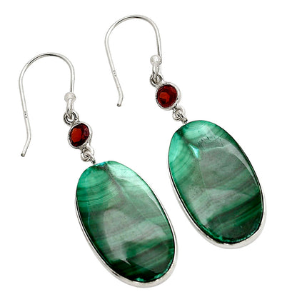 Malachite Eye and Hessonite Garnet Earrings E-1002 SDE90561