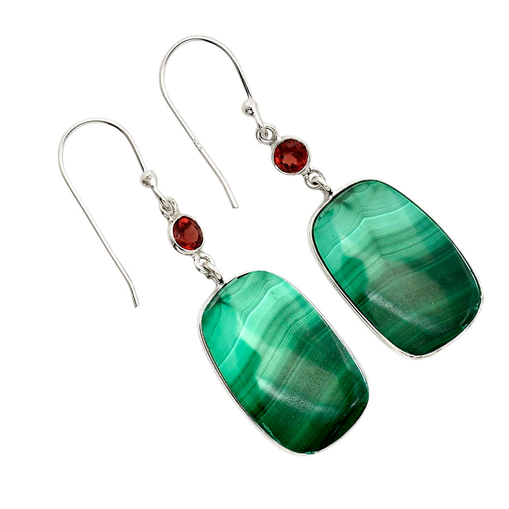 Malachite Eye and Hessonite Garnet Earrings E-1002 SDE90562