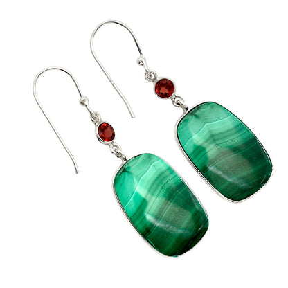 Malachite Eye and Hessonite Garnet Earrings E-1002 SDE90562