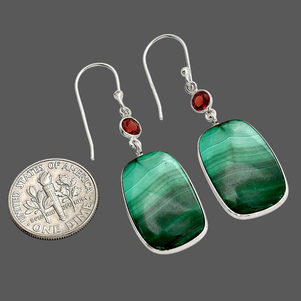 Malachite Eye and Hessonite Garnet Earrings E-1002 SDE90562