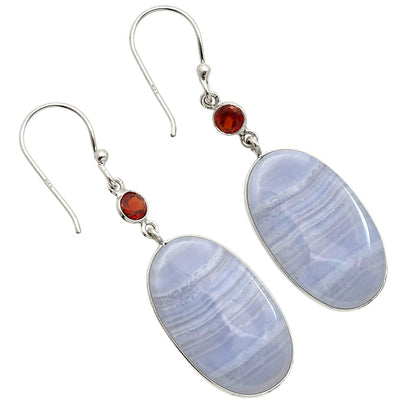 Blue Lace Agate and Hessonite Garnet Earrings E-1002 SDE90569