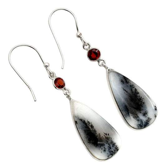 Merlinite Dendritic Opal and Hessonite Garnet Earrings E-1002 SDE90575