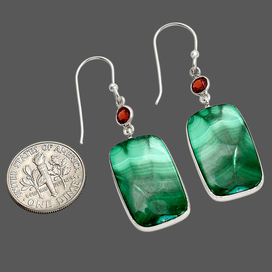 Malachite Eye and Hessonite Garnet Earrings E-1002 SDE90585