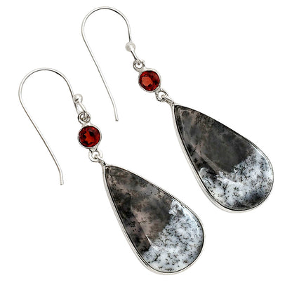 Merlinite Dendritic Opal and Hessonite Garnet Earrings E-1002 SDE90589
