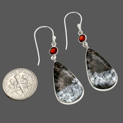 Merlinite Dendritic Opal and Hessonite Garnet Earrings E-1002 SDE90589