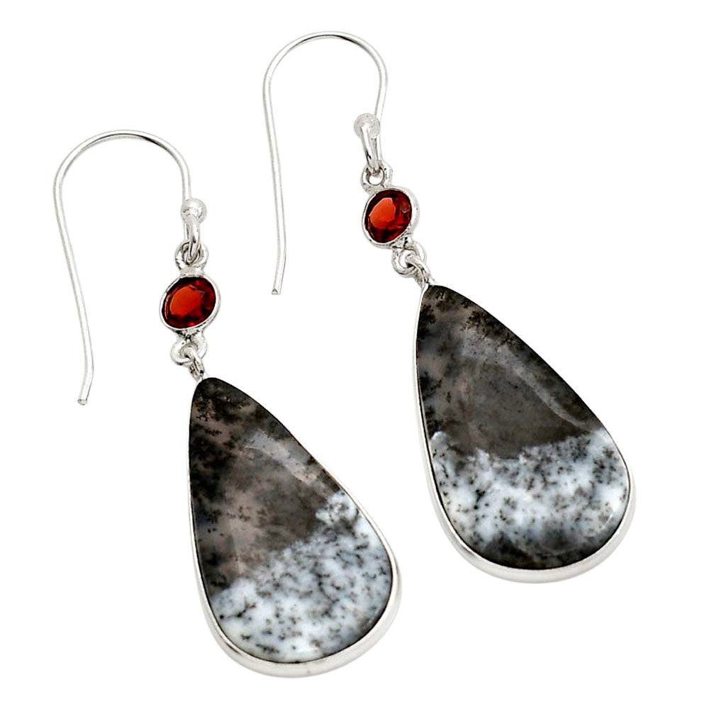 Merlinite Dendritic Opal and Hessonite Garnet Earrings E-1002 SDE90589