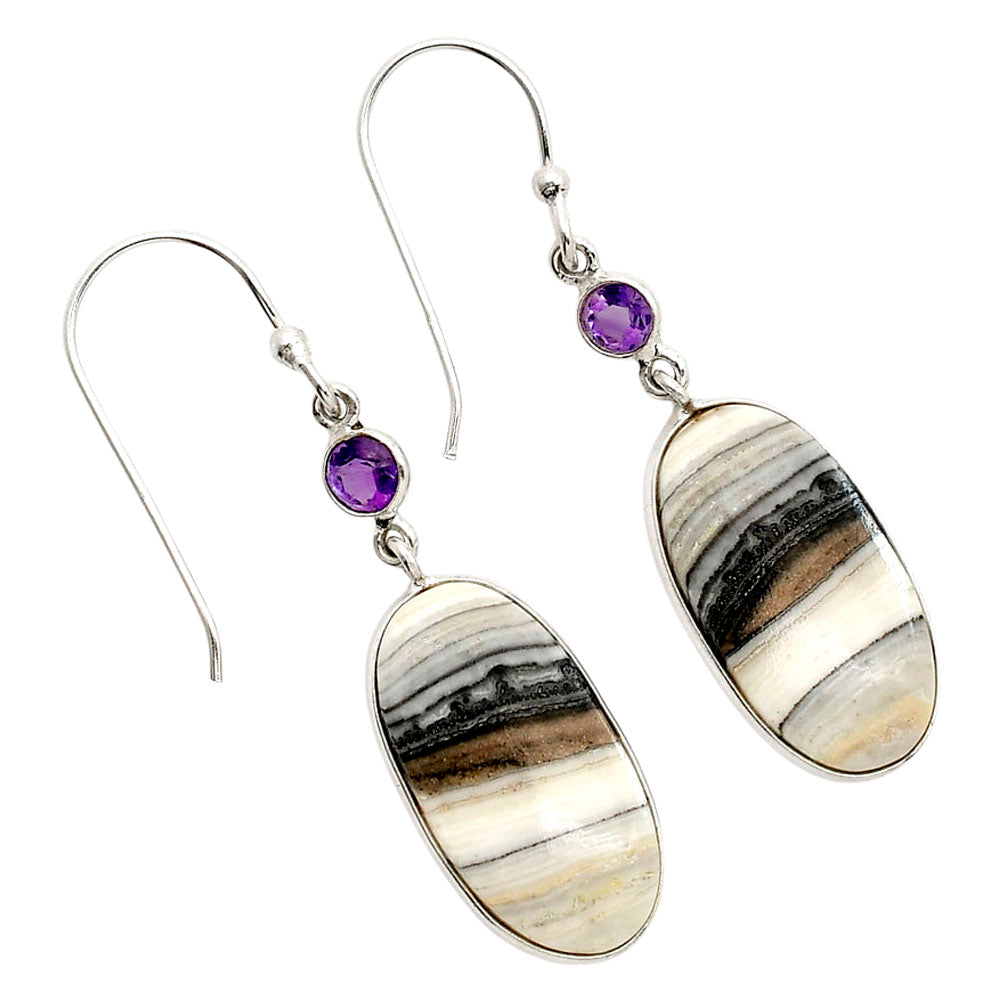 Prairie Agate and Amethyst Earrings E-1002 SDE90621