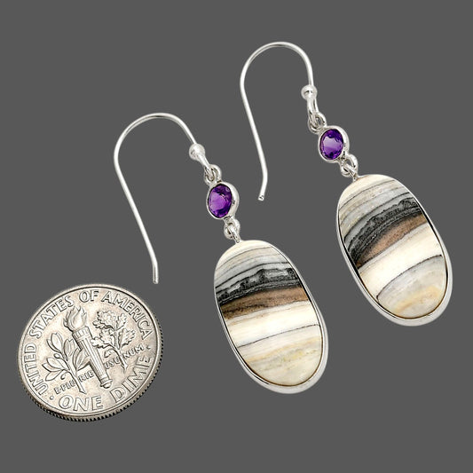 Prairie Agate and Amethyst Earrings E-1002 SDE90621