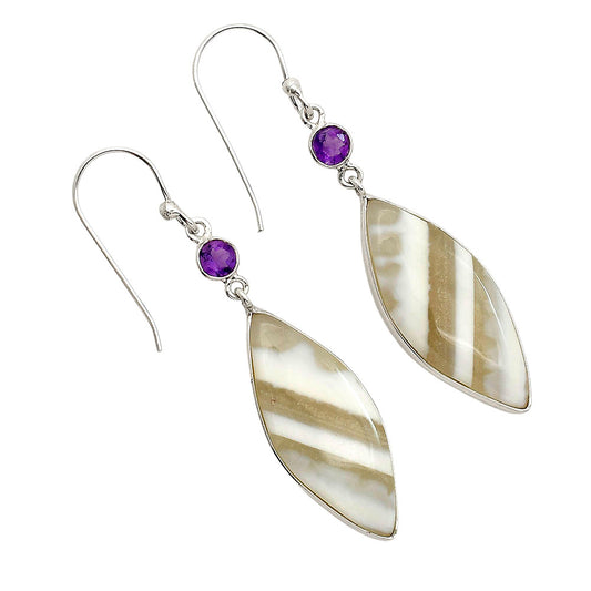 Banded Onyx and Amethyst Earrings E-1002 SDE90629