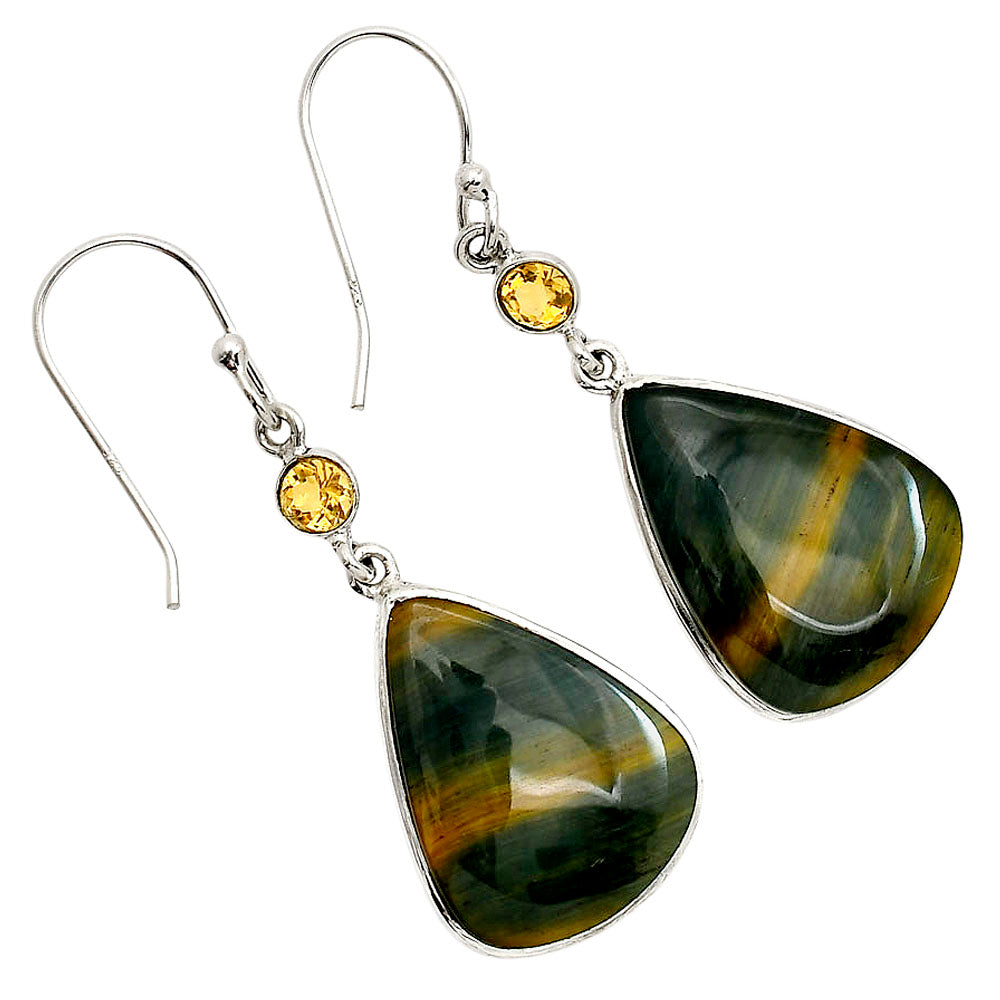 Blue Tiger Eye and Citrine Earrings E-1002 SDE90643
