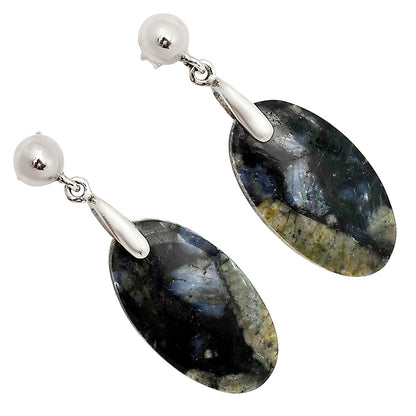 Llanite Blue Opal Crystal Sphere Earrings E-1199 SDE90689
